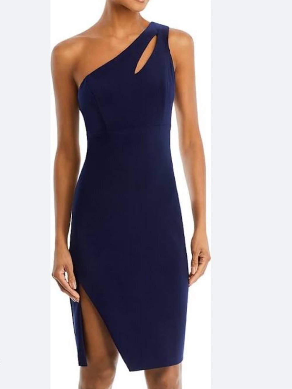 Aqua Formal Sz 10 Dress One-Shoulder Navy Blue Cocktail Classic Wedding Bodycon.